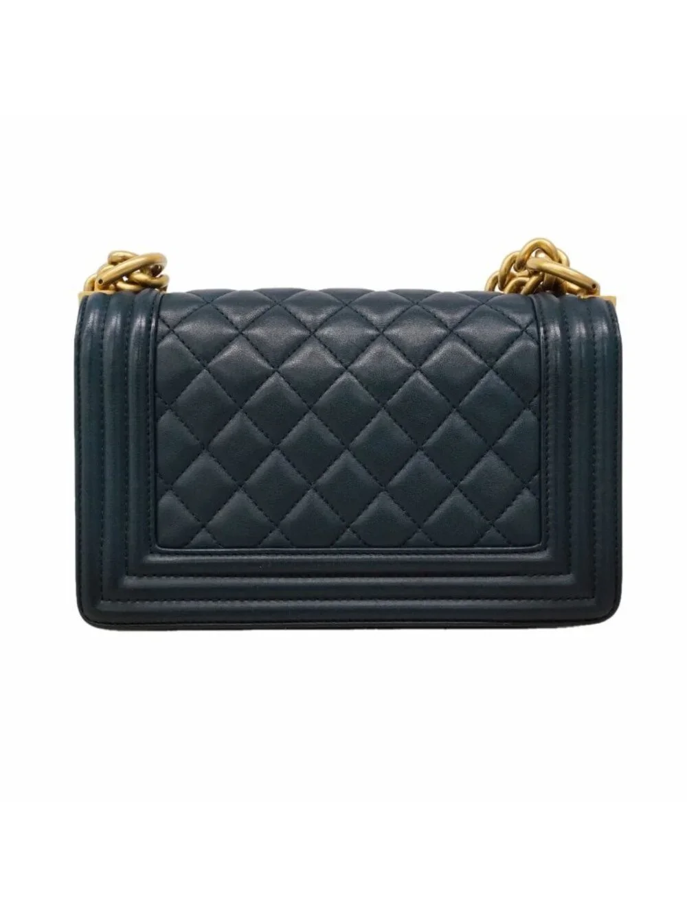 Chanel Shoulder Bag Boy Lambskin Navy Gold